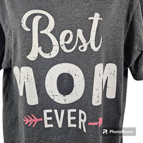 Port & Company Gray Tee Shirt "Best Mom Ever" Size Large - Picture 2 of 6